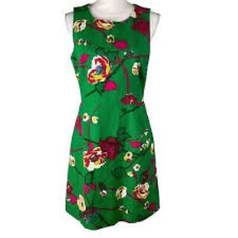 J Crew Floral Green Sleeveless Dress
